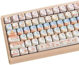 COOMICKEY Cute PBT Keycaps, MOA Profile Keycap Set, Dye Sublimation Creamy Keyboard Keycaps Suitable for 60% 65% 75% 80% 100% MX Switches Mechanical Keyboard