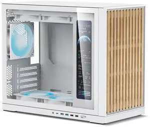 Shiny Snake G600 MFF PC Case with 11.3" Side Screen - M-ATX/Mini-ITX Motherboard - 120/240/280/360 AIO + 170mm Radiator + 400mm GPU Compatible - Tempered Glass + Up to 7 Cooling Fans, Birch White