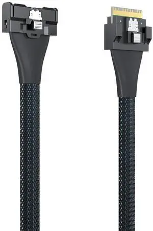 10Gtek SlimSAS to MCIO Cable, SFF-8654 8i to MCIO SFF-TA-1016 8i, Mini Cool Edge IO, Straight, PCIe4.0, 85-ohm, 0.75~0.8m(2.46~2.62ft)