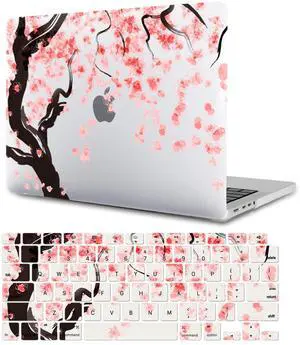 Hard Cover Compatible with MacBook Air 11 Inch Case Model A1370 A1465 2012 2013 2014 2015 2016 2017 2018 Release, Air 11.6 Inch Plastic Hard Cover with Soft Keyboard Cover Skin, Pink Flowers