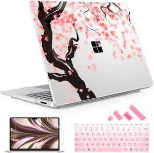 May Chen Case ONLY Compatible for 2024+ 13.8" Microsoft Surface Laptop 7 Windows PC with ARM CPU and AI-Powered Copilot+, Plastic Hard Shell Case with Keyboard Cover, Cherry Blossom