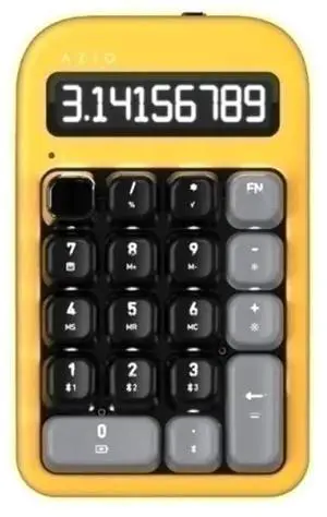 AZIO IZO Wireless Mechanical Calculator & Number Pad (Yellow/Dark Bronze) - Bluetooth 5.0 & USB, Gateron-Red Mechanical Switch, 9 Backlight Modes, Rechargeable, PC & Mac, Golden Iris (IN412)