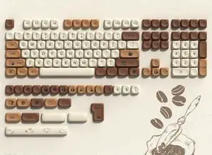 dagaladoo Cute Brown PBT Keycap Set,Coffee cat MOA Profile Keycaps 60 75 100 Percent,Dye-Sub 134-key Custom Keyboard Keycap for 100% 75% 65% 60% TKL US Layout Mechanical Keyboard