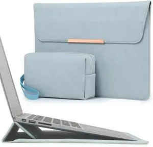 HYZUO 13.3-14 Inch Laptop Sleeve Case with Stand for MacBook Pro 14 M5/M4/M3/M2/M1 2026-2021, MacBook Air/Pro 13.3, 13.8-13 Surface Laptop, HP Spectre X360 13/14, Envy 13, Pale Blue(Smiley)