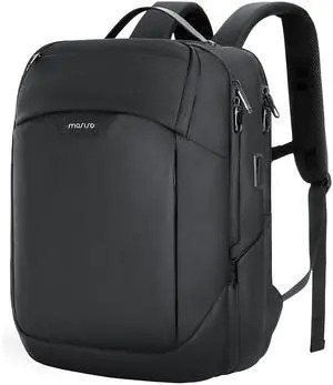 MOSISO 15.6-16 inch Waterproof Laptop Backpack with USB Charging Port & Front Wet & Dry Pocket, Business Commute Backpack, 16 inch Laptop Bag Casual Daypack for College Work Business, Black