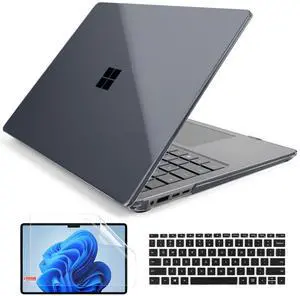Batianda Crystal Case for Microsoft Surface Laptop 15-inch Touchscreen Copilot+ PC 2024 (7th Ed) Lightweight Durable Scratch-Resistant Easy Install, with Keyboard Cover & Screen Protector, Black