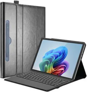 ProCase for Surface Pro 12 Inch Case (2025 Release), Multiple Angle Premium PU Leather Folio Business Stand Cover with Surface Pen Holder & Front Pocket, Compatible with Type Cover Keyboard -Black