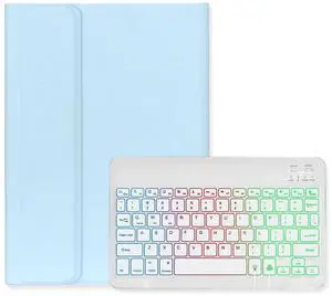 Disonbeir Backlit Keyboard Case for iPad Air 13" (M3/M2) 2025/2024, iPad Pro 12.9 6th/5th/4th/3rd Generation Case with Colorful RGB Backlight Detachable Keyboard Cute Candy Color Case,LightBlue+White
