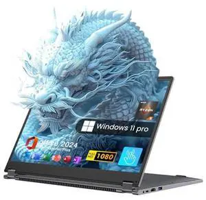 EYY 2 in 1 Laptop Computer, 15.6" 16GB DDR4 512GB SSD Touchscreen Notebook, AMD Ryzen R3 3200U(Up to 3.5 GHz), Radeon Vega 3, 1920x1080 FHD Display, Win 11 Pro, WiFi, BT5.1 RJ45, Blacklit Keyboard