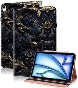 TUOLISG Compatible with iPad Air 11 Inch Case 7th/6th Generation (M3/M2) 2025/2024, for iPad Air 5th/4th Generation Case 10.9 Inch 2022/2020 with Pencil Holder & Stand & Card Slots - Blue Flower