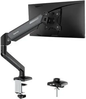 NearHub Single Monitor Mount Arm for 13-32" Up 22 lbs Screens | VESA 75x75/100x100 | Clamp/Grommet Base | Cable Management | Space Saving Desk Setup,180° Swivel, Tilt +90° to -45°, 360°Rotation
