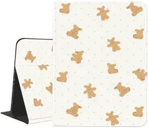 AdorableWhimsy Cute Bear Animal Case for iPad Air 11" M2/M3(2024/2025)/iPad Air 4/Air 5 10.9" with Pencil Holder Folio Textured Leather Cover Multi-Angle Viewing Stand Case Auto Sleep/Wake