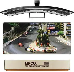 MPCO. Racing Series Large Gaming Mouse Pad -36" x 17" Aeroglyde Fabric Monaco GP, 85 Gaming Desk Mats - Non-Slip, Washable, Mat for Computer Desk, Smooth Glide for Precision Gaming & Work