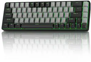 TMKB T68 60% Wireless Mechanical Gaming Keyboard, Tri-Mode BT5.0/2.4GHz/USB-C with Blue Switch, RGB Backlight, Anti-Ghosting, Compact 68 Keys, Wired/Wireless, Black/Gray