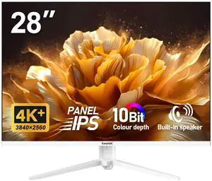 Gawfolk 28-inch UHD 4K Computer Monitor, IPS Ultra HD (3840×2560p) Screen, 3:2, 10Bit, 1.07 Billion Colours, 128% sRGB, Built-in Speakers, 178° Wide Viewing Angle DisplayPort, HDMI, White