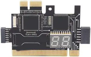 TL611 Pro Mainboard Debug Card, Diagnostic & Analyzer PC Kit, 4 Digit Post Card with LED Indicators for Laptop, PCI E, PC Computer Motherboard Testing