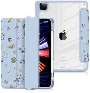 Batianda Hybrid Case for iPad Air 13 inch 2024 /iPad Pro 12.9-inch 2022 M2 2021 5th / iPad Pro 12.9" 4th/3rd Gen [Built-in Pencil Holder] Shockproof Cover with Clear Back Shell TPU Bumper,Space