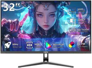 YXPC 32 inch 4K Gaming Computer Monitor UHD 3840 x 2160, 60hz,VA Panel, 3500:1,AMD FreeSync Premium, 99% sRGB,HDMI, Display Port, Eye Saver/Flicker Free Mode, Compatible with Wall mounting 75 x 75MM