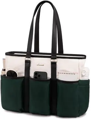 LOVEVOOK 17 Inch Laptop Tote Bag for Women Work, Teacher Tote Nurse Bag, Professional Utility Computer Bag For Work/Travel/College/Daily, Large Purse Handbag With Multi Pockets & Top Zipper