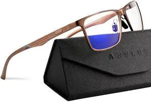ANYLUV Blue Light Glasses Men/Women, Al-Mg Metal Computer Blue Light Blocking Glasses, Relieve Eyestrain and Eye Protection