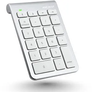 Macally Bluetooth Number Pad for Laptop - Wireless Numeric Keypad - 22 Key Numeric Keypad for Data Entry, Numpad Compatible with Mac, iMac, MacBook, iPad, iPhone, iOS, Laptop, PC, Android - Silver