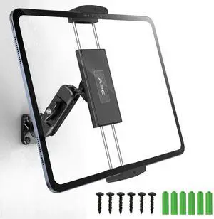 A2C for iPad Wall Mount, Heavy Duty Drill Mount Tablet Holder for Walls Kitchens, Metal Base & Arm 360° Adjustable Wall Mount for iPad Compatible with 4.7-13 Devices