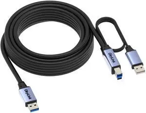 OkyLink 32ft(10M) Active USB 3.0/3.2 Gen 1 Printer Cable A Male to B Male with Optional Power & Repeater 5Gbps for Long Distance Connection