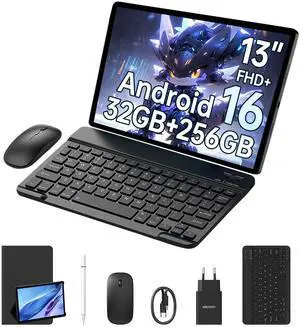 DOOGEE U13 VIP Android 16 Tablet 13 Inches, 32GB+256GB/2TB Gaming Tablet, 11000mAh, 4 Speaker with Keyboard/Pen/Mouse,13MP+5MP, 2.4G/5G WiFi, Widevine L1/BT5.0/OTG/GPS/Octa-Core/3.5mm Jack/Face ID