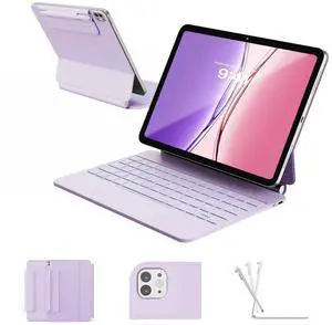 RAYMCRAFT for iPad Air 11-inch(M3 2025 / M2 2024) & iPad Pro 11 inch(1st/2nd/3rd/4th Gen), Magic Keyboard for Air 4/5 10.9", Springy Backlit Keys, Stain-Resistant Surface, Multi-Touch Trackpad, Purple