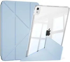 KVTVOU Clear Case for iPad (A16) 11th/10th Generation (2025/2022, 11/10.9 Inch), 2 in 1 Detachable Sliding Cover, Y-Multiple Stand Cover Support Vertical Screen Game Mode, Slim & Thin, Sky Blue