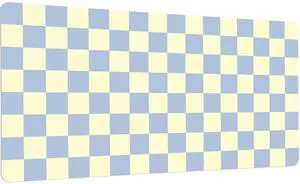 Idocolors Light Blue Checkered Grid Checkerboard Desk Mat, Cute Extended Gaming Keyboard Mouse Pad, Large Office Desk Cover Mat Pad Deskmat, Non-Slip Leather Home Office Desk Mat Protector 31.5"×15.7"