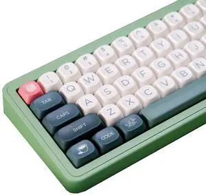 TIMSEKER MOA Profile Custom PBT Keycap Set - Dye Sublimation White and Green Key Caps for Mechanical Gaming Keyboard, 126 Keys