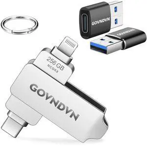 GOVNDVN 256GB MFi Certified USB C Photo-Stick-for-iPhone iPad Android PC Plus USB to USB C Adapter 2 Pack