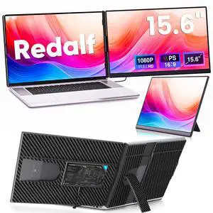 Redalf Laptop Screen Extender, 15.6" FHD 1080P Portable Monitor for Laptop, Detachable and Plug-Play Travel Monitor for 13-17.3" Laptops,Compatible for Mac/Wins/Dex/Chrome