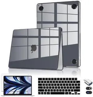 CISSOOK for MacBook Air 13.6 inch Case M3 M2 2022 2023 2024 2025 Release Model A3113 A2681, Ultra Thin Armor Super Crystal Clear Plastic Hard Shell for MacBook Air 13 inch M2 M3 - Crystal Black