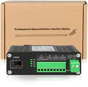 Lcantve Industrial Serial to Fiber Converter RS232 RS485 RS422 Optic Modem, Bidirectional SFP Slot Serial Over Fiber Converter, Up to 80KM, DC12~48V Power Input, -25°C ~ 75°C Operating Temperature