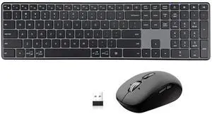 Bnnwa M9250 Wireless Keyboard Mouse Combo,Scissors Mechanism QWERTY Silent Wireless Bluetooth Keyboard and Ergonomic Mouse Set for Windows, iOS, Android, Computer Desktop PC Laptop iPad