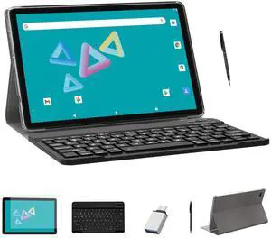 FESABOLE 2 in 1 Android 10 inch Tablet 128GB Storage 1TB Expand Octa- Core Android Tablet Main13MP 5G WiFi IPS 1920 * 1200 with Stylus Keyboard