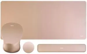 MOSISO Keyboard Mouse Pad Set, Large Gaming Mouse Pad&Keyboard&Mousepad Wrist Rest&Coaster, Ergonomic Non-Slip Mousepad Easy Typing Cushion with Curved Concave Memory Foam for Home Office, Brown