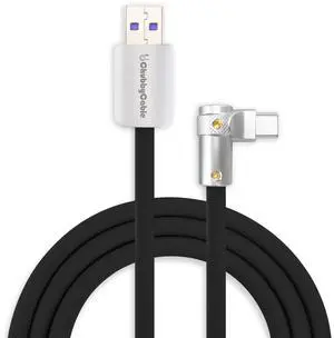 chubbycable FlexElbow 90 Degree 120W Fast Charging Cable Right Angle USB C Cable Silicone Charging Cord Compatible with iPhone 17-15 Series iPad, Black, USB-A to Type-C, 0.32FT