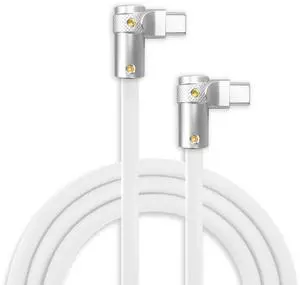 chubbycable FlexElbow 90 Degree 240W Fast Charging Cable Right Angle USB C Cable Silicone Charging Cord Compatible with iPhone 17-15 Series iPad, White, Double Elbow Type C to Type C, 1.64FT