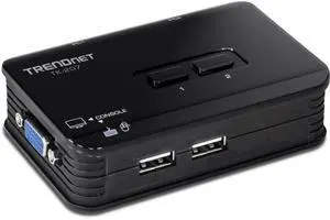 TRENDnet 2-Port USB KVM Switch, TK-207K, Control Two Computers with One Set of Console Controls, 2048 x 1536 Resolution, 60Hz Refresh Rate, All Required Cabling Included