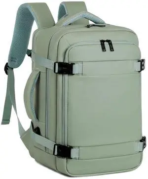 JZBWQY Travel Backpack with USB Port, Water-Resistant, Fits 15.6" Laptop, Airplane Carry-On Backpack for Unisex (Green)