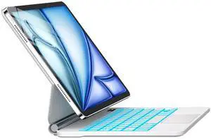 TactiPulse for iPad Air 11 inch Case with Keyboard (M3/M2, 2025/2024), iPad Pro 11 (4th/3rd/2nd/1st Gen) & Air 5/4th,Magic-Style Magnetic  Floating Cantilever Stand - Multi-Touch Trackpad (White)