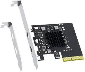 GLOTRENDS U3142C 2-Port 10Gb USB 3.1 Gen2 Type-C to PCIE X4 Expansion Card with ASM 3142 Chip, Regular and Low-profible Bracket