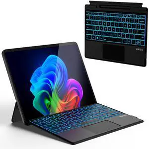 Xotauoeu Surface Pro Keyboard for Pro 11/10/9/8/X 13 Inch, Wireless Bluetooth Surface Keyboard with 12 Gesture Touchpad, 7 Colors Backlit, Smart Sleep/Wake, Rechargeable Battery& USB-C Charging