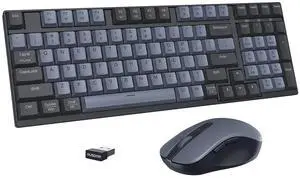 AUSDOM Wireless Keyboard and Mouse Combo - 98 Keys Mechanical Feel, 2.4G Silent Computer Keyboard & 3 DPI Adjustable Quiet Mouse, Numeric Keypad, Battery-Powered, Plug & Play for PC/Laptop/Windows/Mac