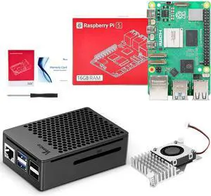 Vemico Raspberry Pi 5 16GB Kit with Pi 5 16GB Board, Active Cooler, Protective Case for Pi 5 Board, Warranty Card and Screwdriver (16GB RAM)