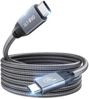 ULT-WIIQ 15FT Nylon Braided USB C to USB C 3.2 Gen 2 x 2 Video Cable for Monitor, 4K@144Hz/2K@240Hz Display Cable, 20Gbps Data Transfer, 240W Fast Charging, PD 3.1 High Speed