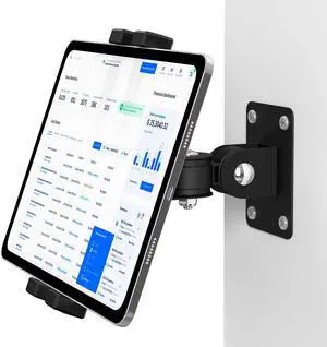 TeQable iPad Wall Mount, Tablet Wall Mount Holder - 360° Rotating Bracket, 180° Horizontal/Vertical Tilt Arm, Compatible with 4.7"-12.9" Devices Including iPad Pro, Mini, Air - Ideal for Home, Office